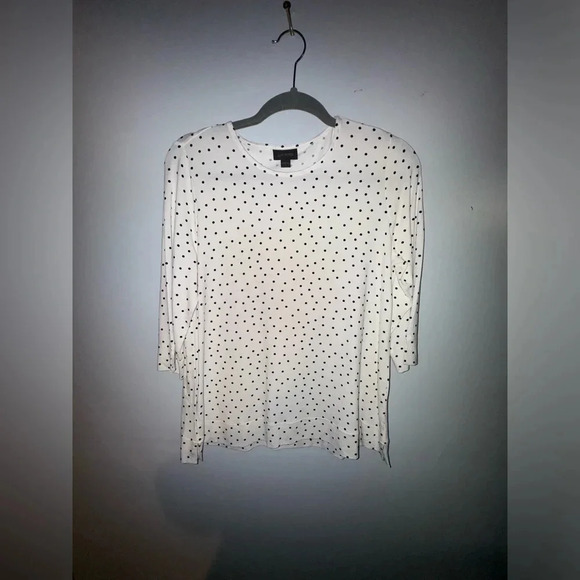 J. Jill wearever woman’s 3/4 sleeve cream black polkadot soft t-shirt size small - Picture 1 of 5